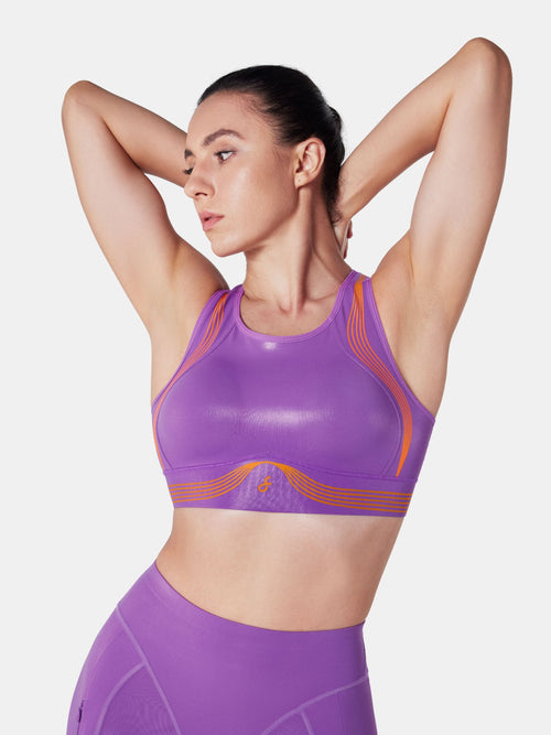 Body Sculpt Glossy Leather Sports Bra, A-D Cups